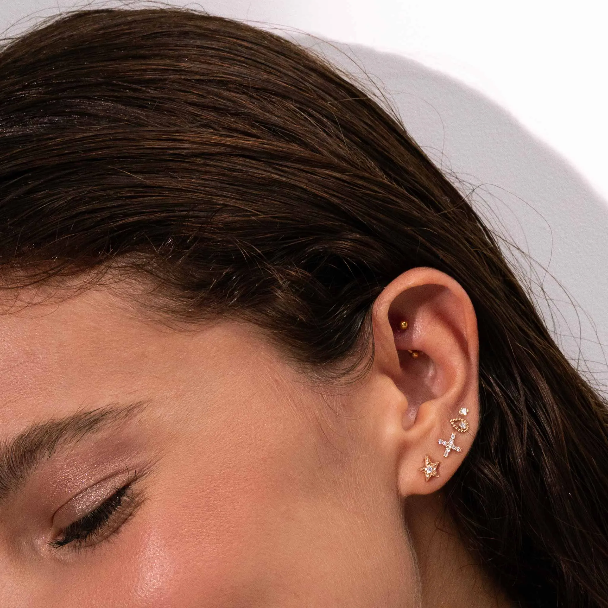 Mini Diamond Stud Earrings, White Gold sold by Gigi Clozeau product image thumbnail 2