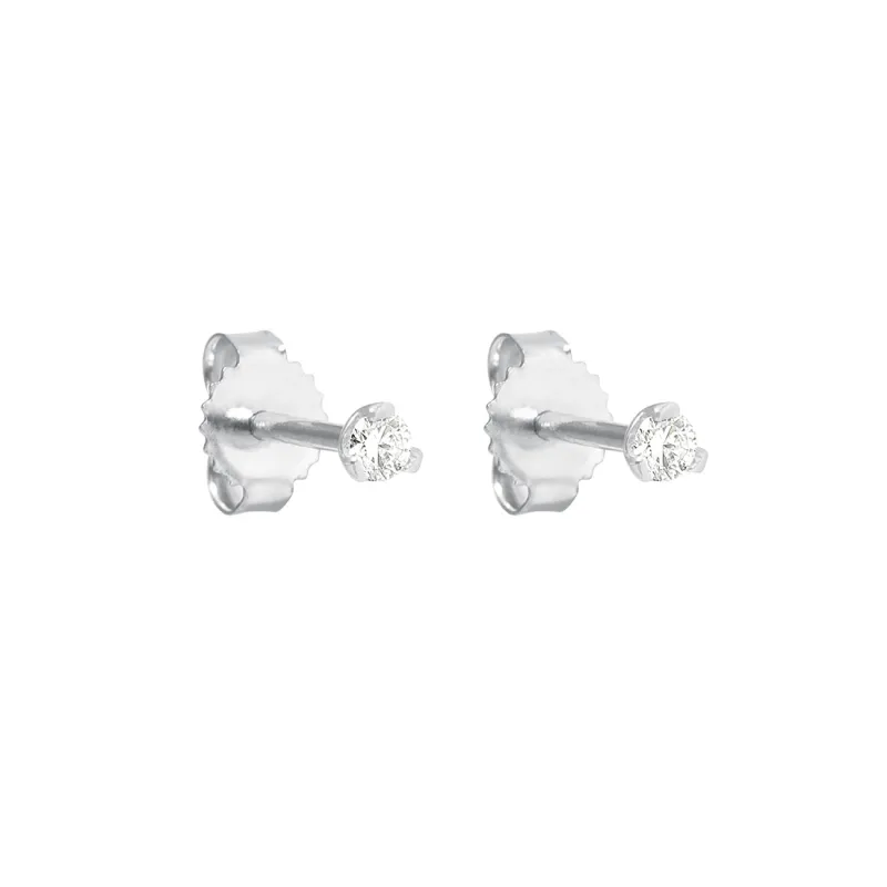 Mini Diamond Stud Earrings, White Gold made by Gigi Clozeau