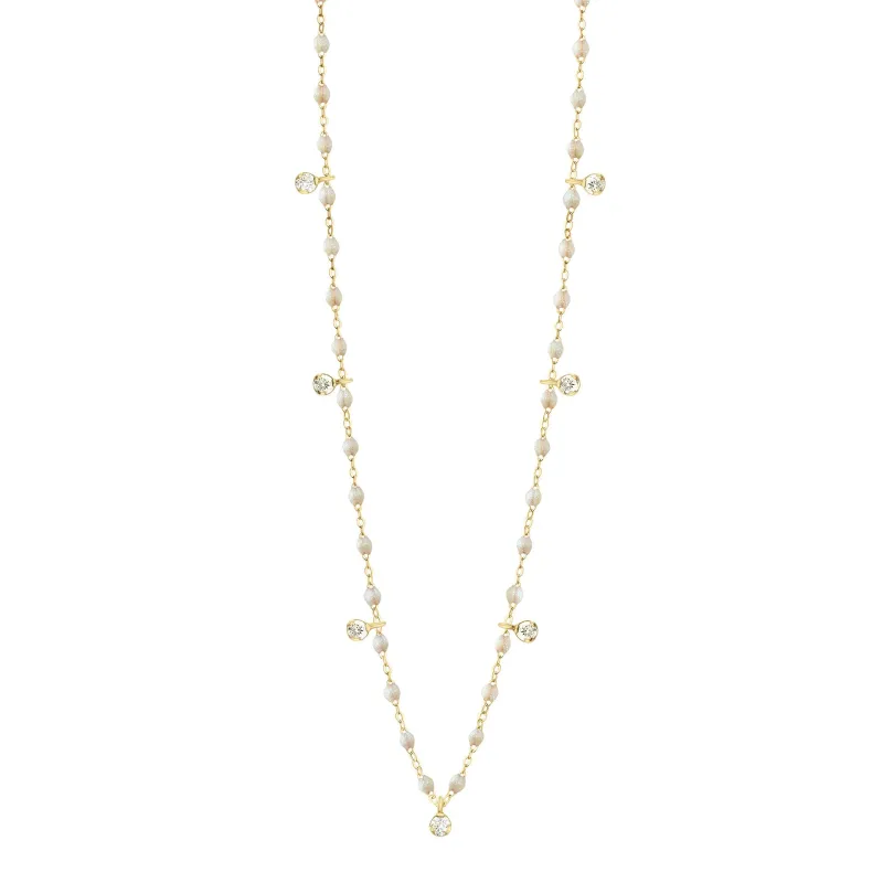 Gigi Supreme Classic 7 Diamond Necklace, Opal, Yellow Gold, 19.7" made by Gigi Clozeau