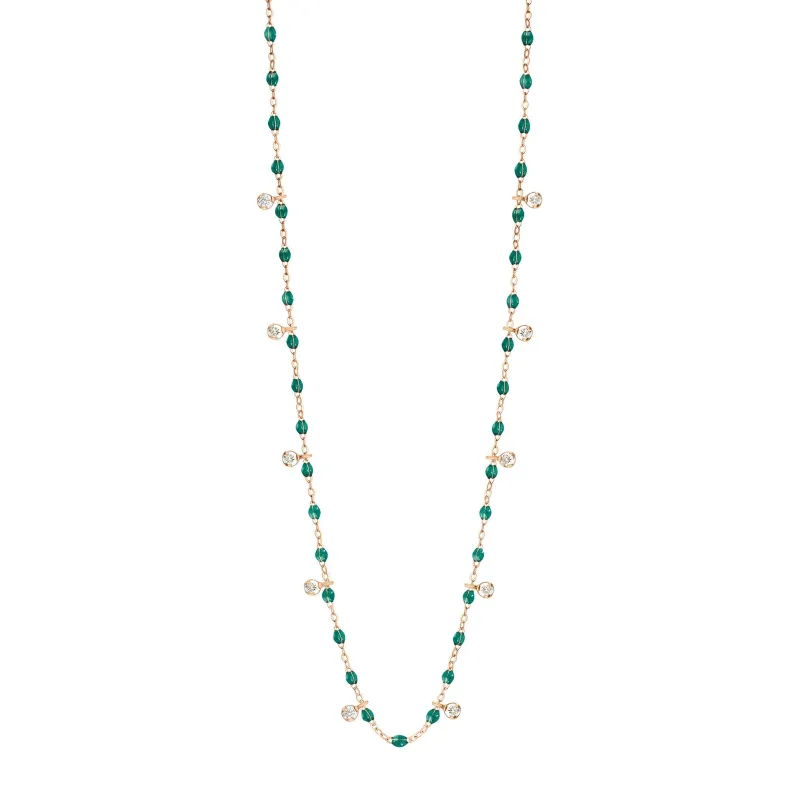 Gigi Supreme Classic 10 Diamond Necklace, Emerald, Rose Gold, 23.6" made by Gigi Clozeau