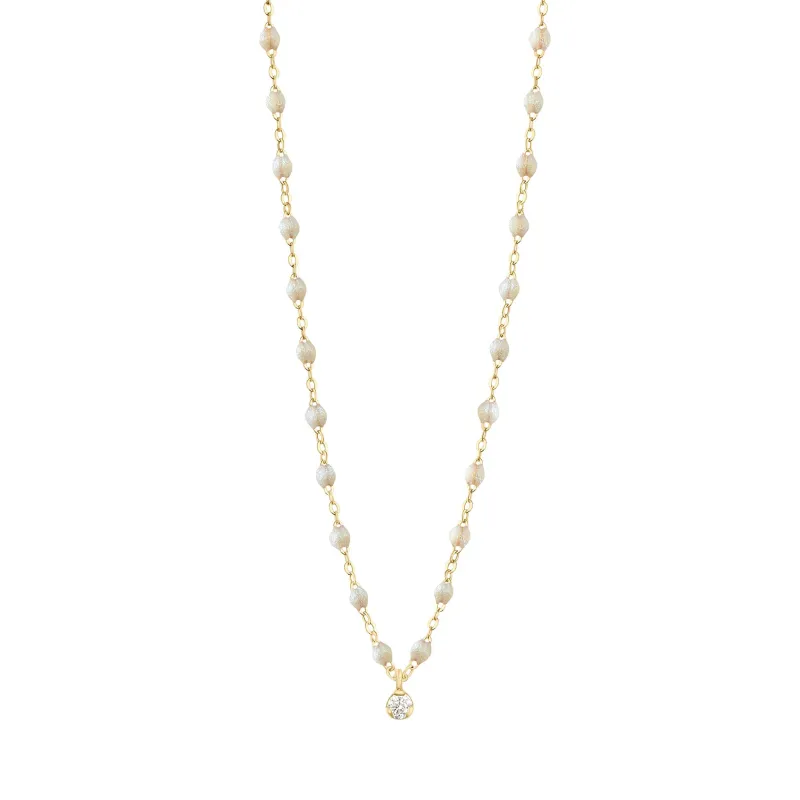 Gigi Supreme Classic 1 Diamond Necklace, Opal, Yellow Gold, 16.5" made by Gigi Clozeau