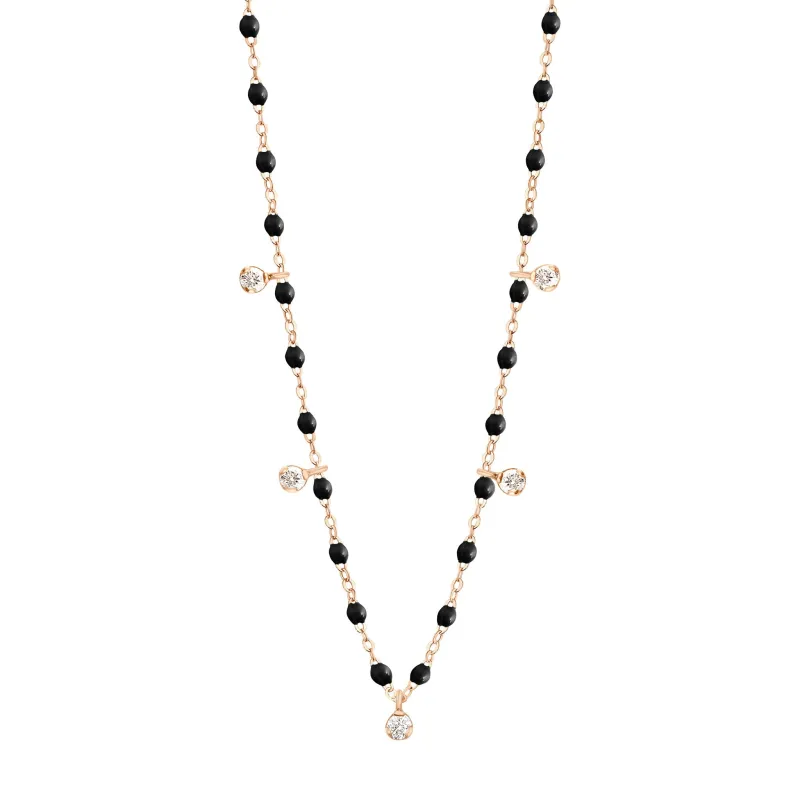 Gigi Supreme Classic 5 Diamond Necklace, Black, Rose Gold, 17.7" made by Gigi Clozeau