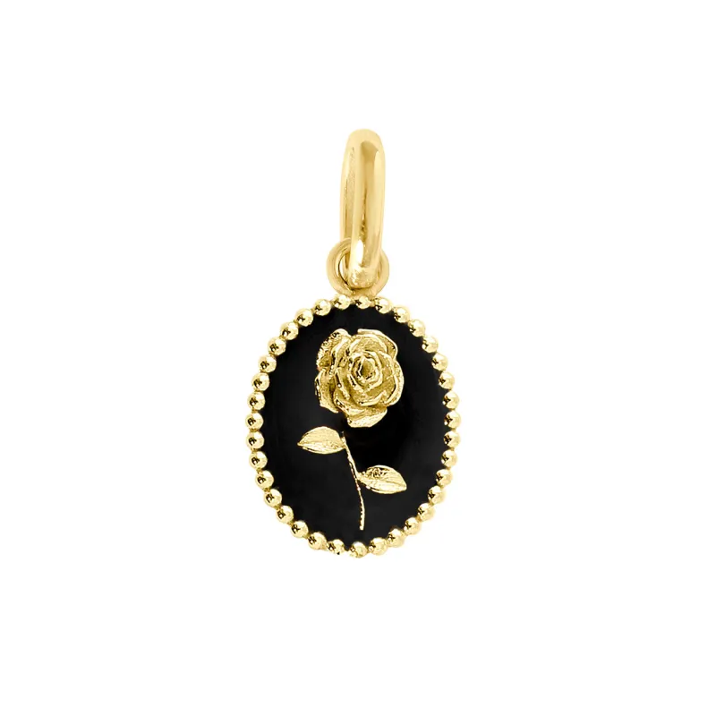 Black Rose Pendant, Yellow Gold made by Gigi Clozeau