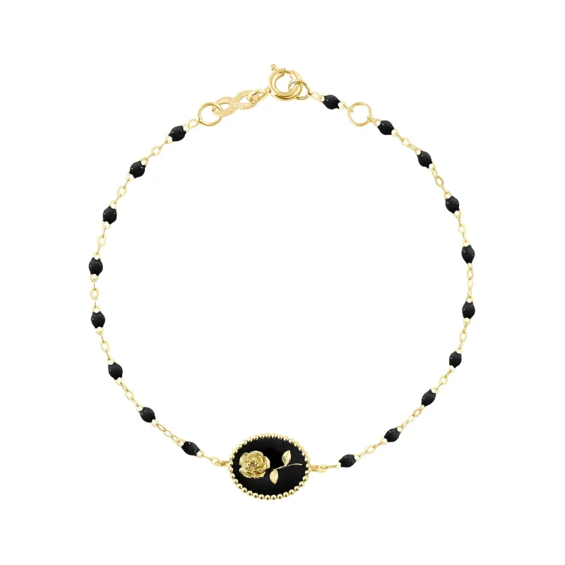 Black Rose Bracelet, Yellow Gold, 6.7" made by Gigi Clozeau