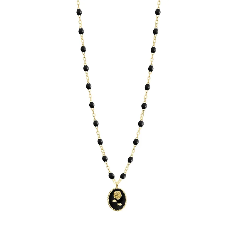 Black Rose Necklace, Yellow Gold, 16.5" made by Gigi Clozeau