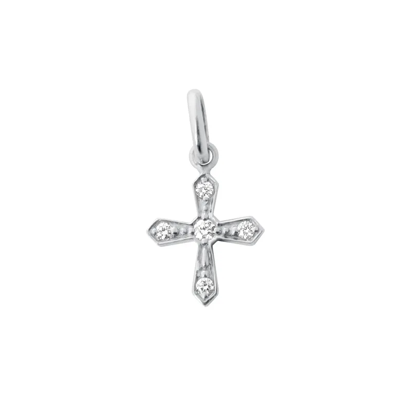 Vintage Cross Diamond Pendant, White Gold made by Gigi Clozeau