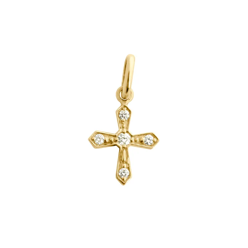 Vintage Cross Diamond Pendant, Yellow Gold made by Gigi Clozeau