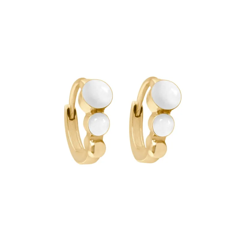 Classic Gigi White hoops, Yellow Gold made by Gigi Clozeau