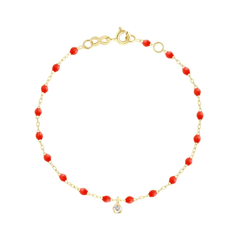 Gigi Supreme 1 Diamond Bracelet, Coral, Yellow Gold, 6.7" made by Gigi Clozeau