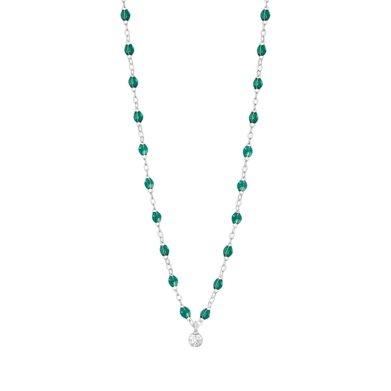 Gigi Supreme Classic 1 Diamond Necklace, Emerald, White Gold, 16.5" made by Gigi Clozeau
