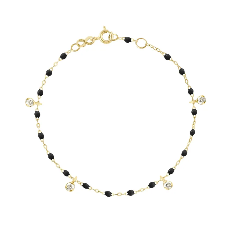 Gigi Supreme 4 Diamond Bracelet, Black, Yellow Gold, 6.7" made by Gigi Clozeau