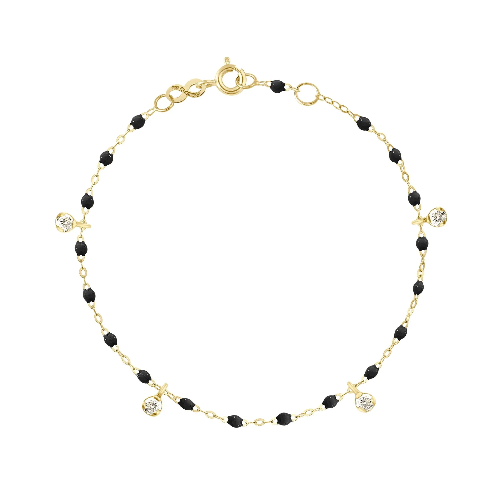 Gigi Supreme 4 Diamond Bracelet, Black, Yellow Gold, 6.7" sold by Gigi Clozeau