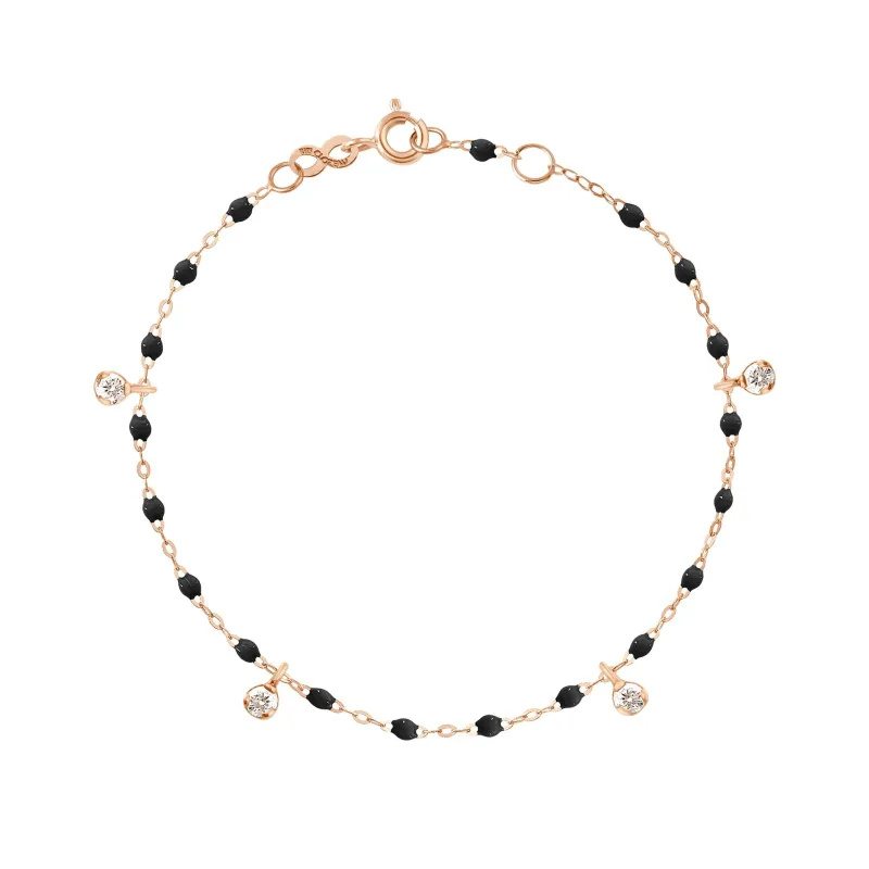 Gigi Supreme 4 Diamond Bracelet, Black, Rose Gold, 6.7" made by Gigi Clozeau
