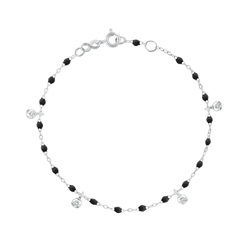 Gigi Supreme 4 Diamond Bracelet, Black, White Gold, 6.7" made by Gigi Clozeau