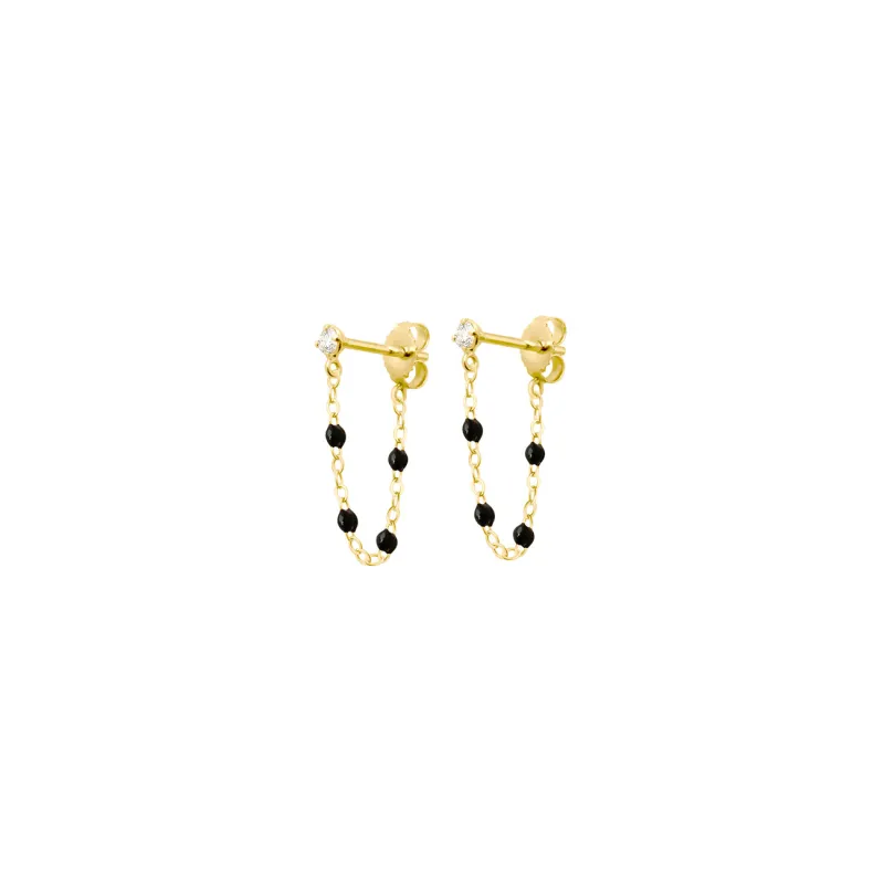 Gigi Supreme Diamond earrings, Black, Yellow Gold made by Gigi Clozeau