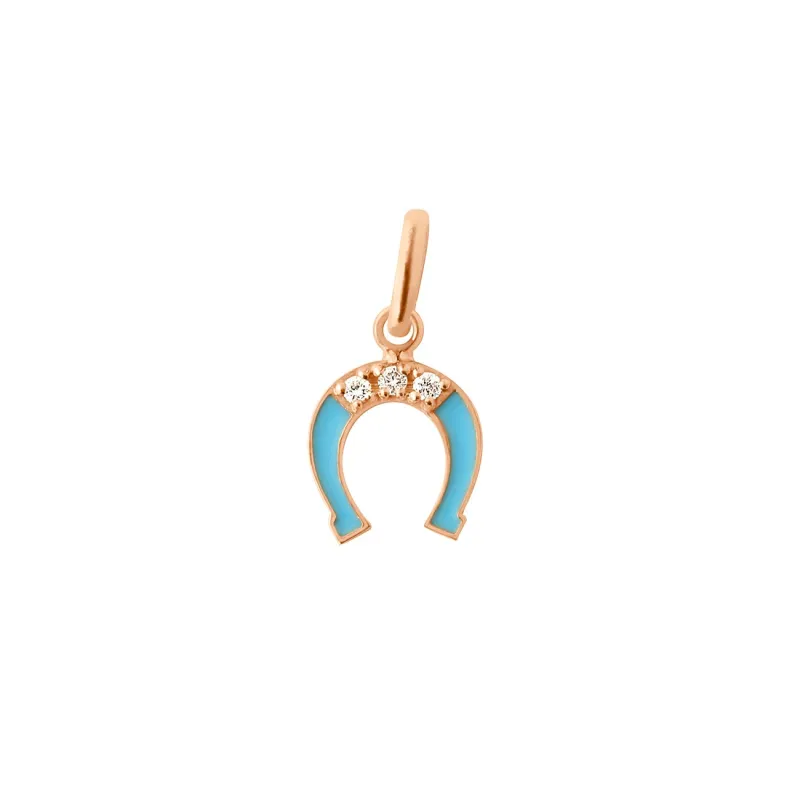 Diamond Horseshoe Resin Pendant, Turquoise, Rose Gold made by Gigi Clozeau