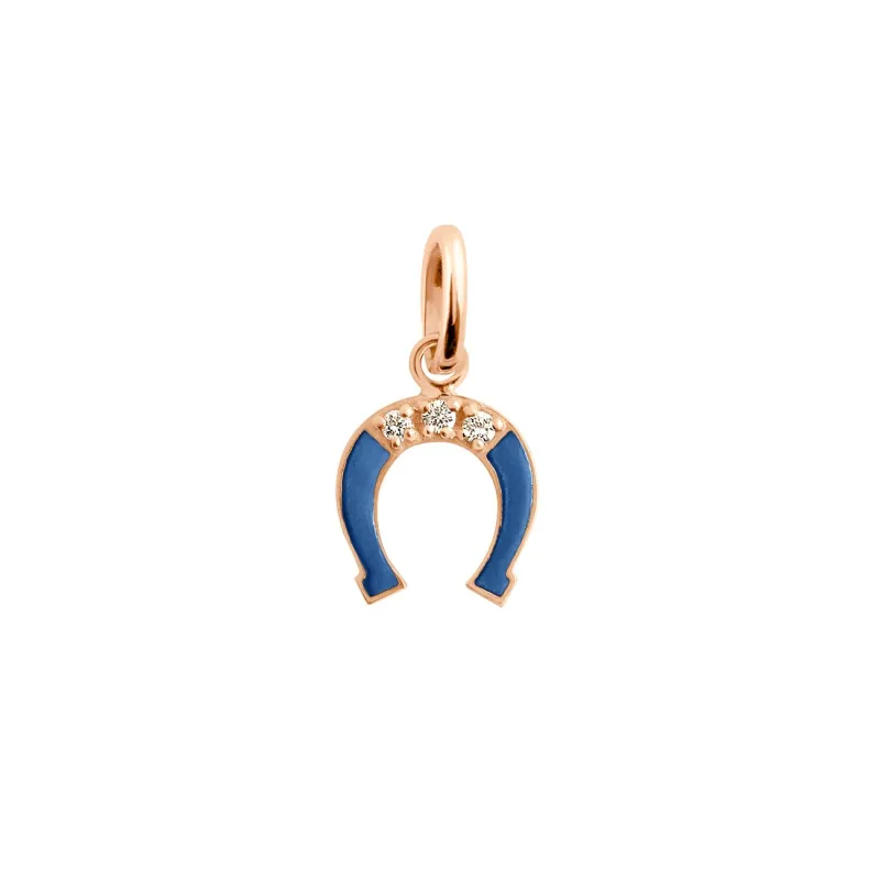 Diamond Horseshoe Resin Pendant, Lapis, Rose Gold made by Gigi Clozeau