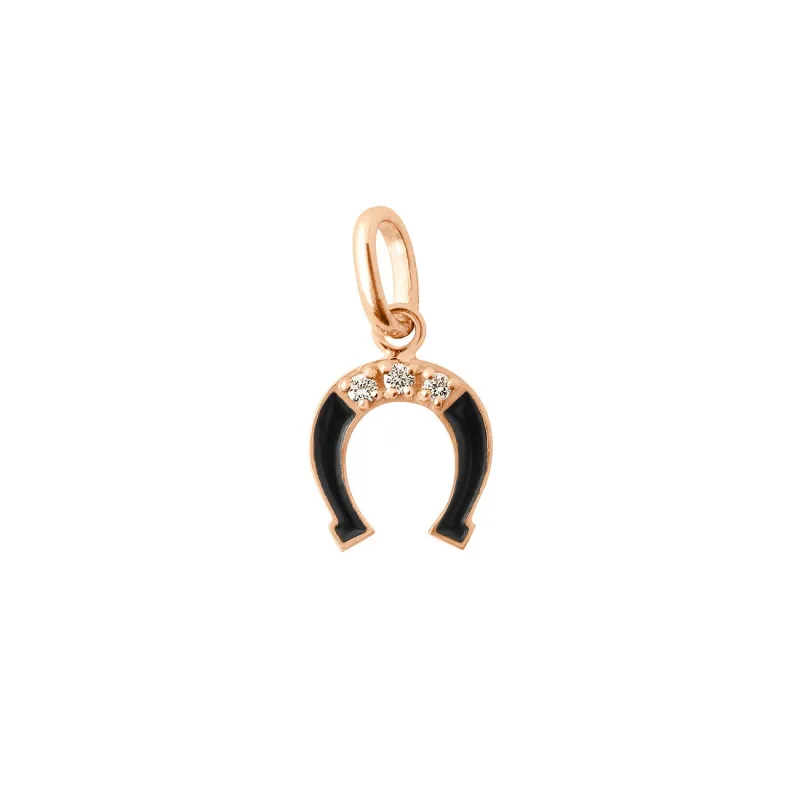 Diamond Horseshoe Resin Pendant, Black, Rose Gold made by Gigi Clozeau