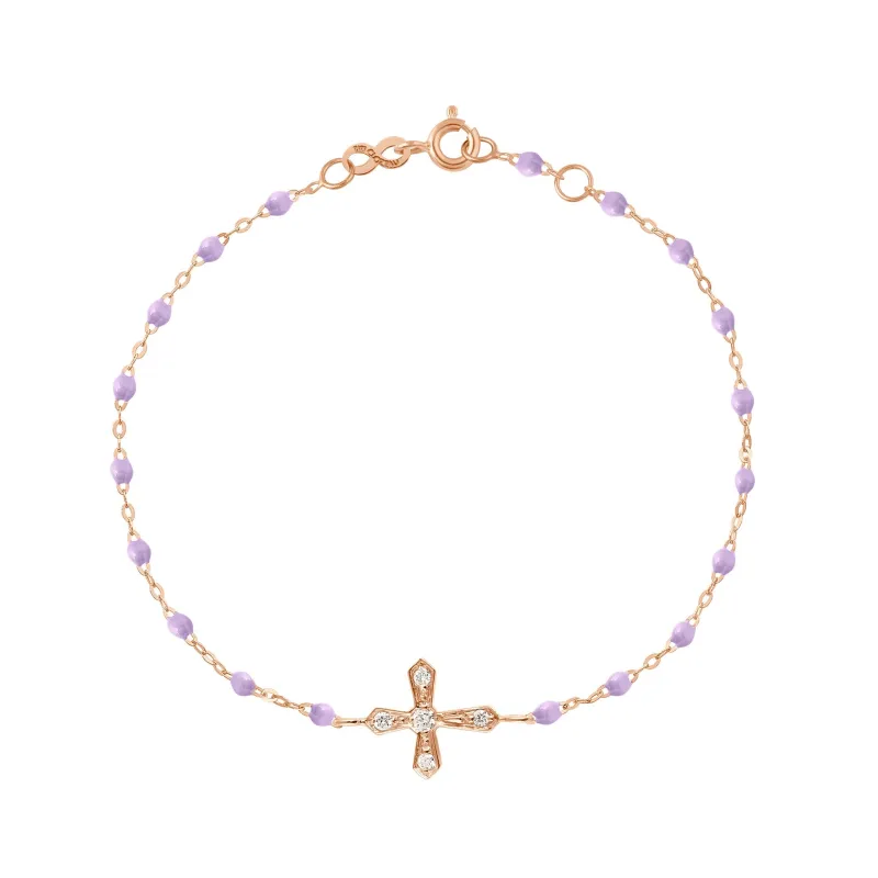 Classic Cross Vintage Diamond Lilac bracelet, Rose Gold, 6.7" made by Gigi Clozeau