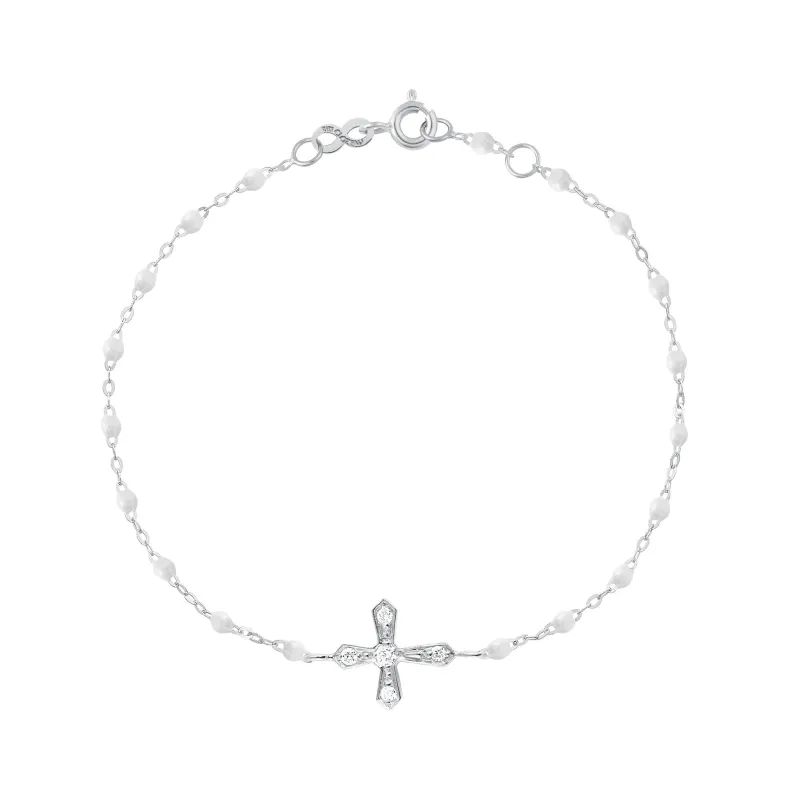 Classic Cross Vintage Diamond White bracelet, White Gold, 6.7" made by Gigi Clozeau