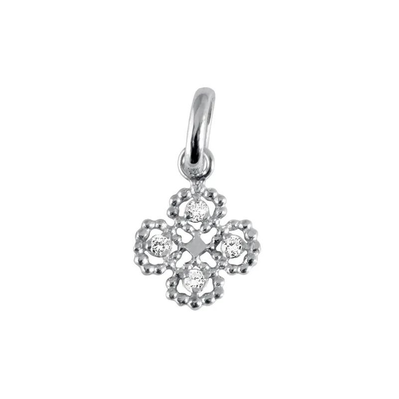 Lucky Clover diamond pendant, White Gold made by Gigi Clozeau
