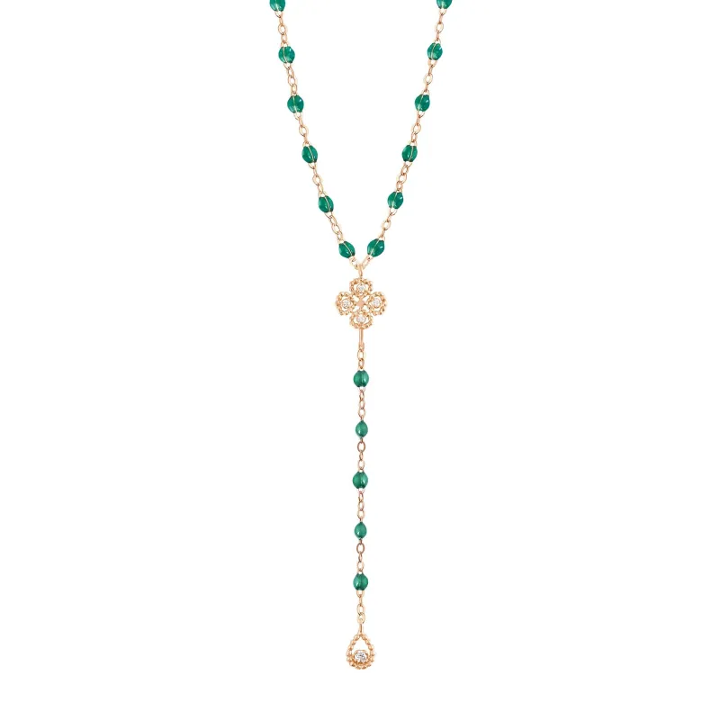 Lucky Classic Gigi Emerald diamond Lariat, Rose Gold, 17.7" made by Gigi Clozeau