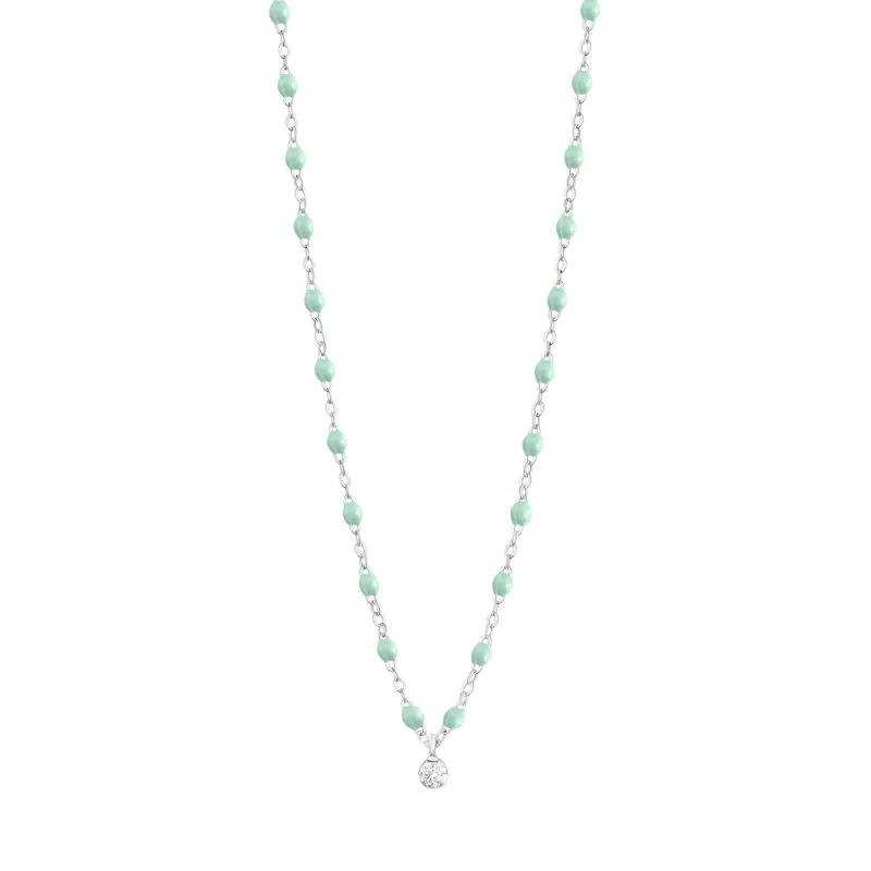 Gigi Supreme Classic 1 Diamond Necklace, Jade, White Gold, 16.5" made by Gigi Clozeau