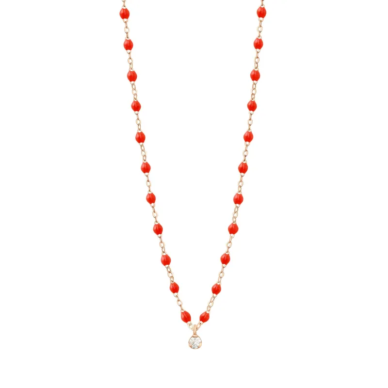 Gigi Supreme Classic 1 Diamond Necklace, Coral, Rose Gold, 16.5" made by Gigi Clozeau