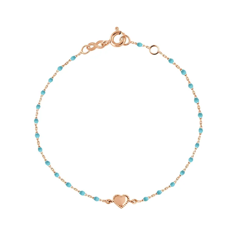 Lucky Heart Mini Gigi Turquoise bracelet, Rose Gold, 6.7" made by Gigi Clozeau