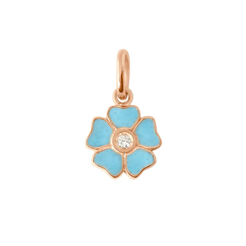 Flower Turquoise diamond pendant, Rose Gold made by Gigi Clozeau