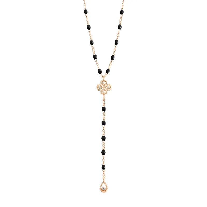 Lucky Classic Gigi Black diamond Lariat, Rose Gold, 17.7" made by Gigi Clozeau