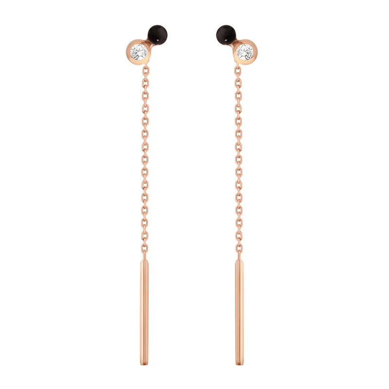 Dot diamond Black resin earrings, Rose Gold made by Gigi Clozeau