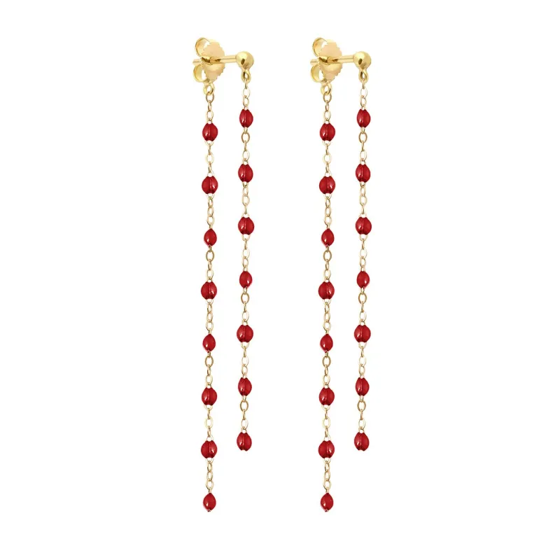 Classic Gigi dangling Cherry earrings, Yellow Gold made by Gigi Clozeau