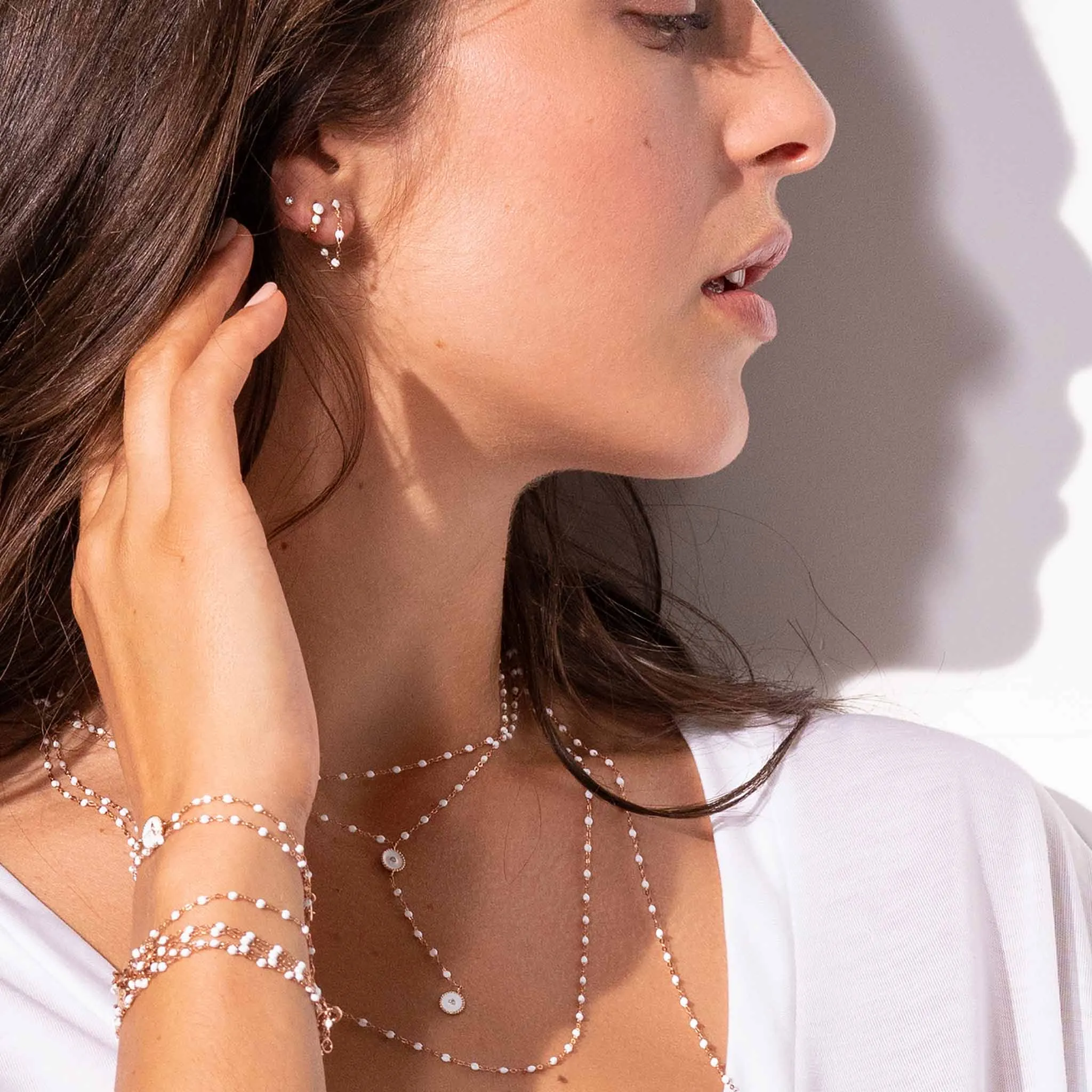 Classic Gigi White earrings, Yellow Gold sold by Gigi Clozeau product image thumbnail 4