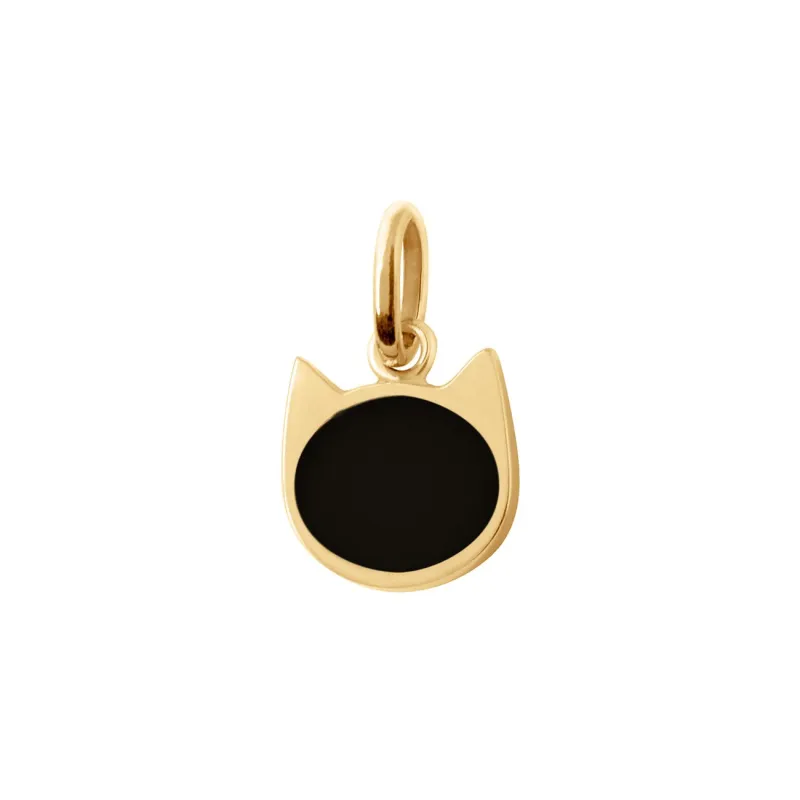 Cat Black Resin pendant, Yellow Gold made by Gigi Clozeau