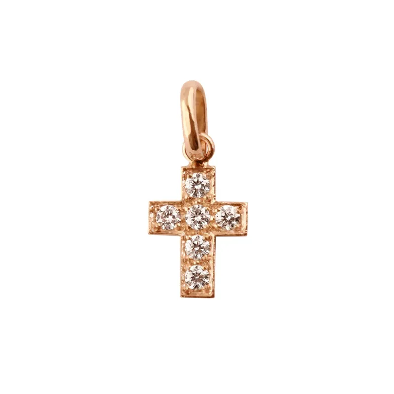 Cross diamond Pendant, Rose Gold made by Gigi Clozeau