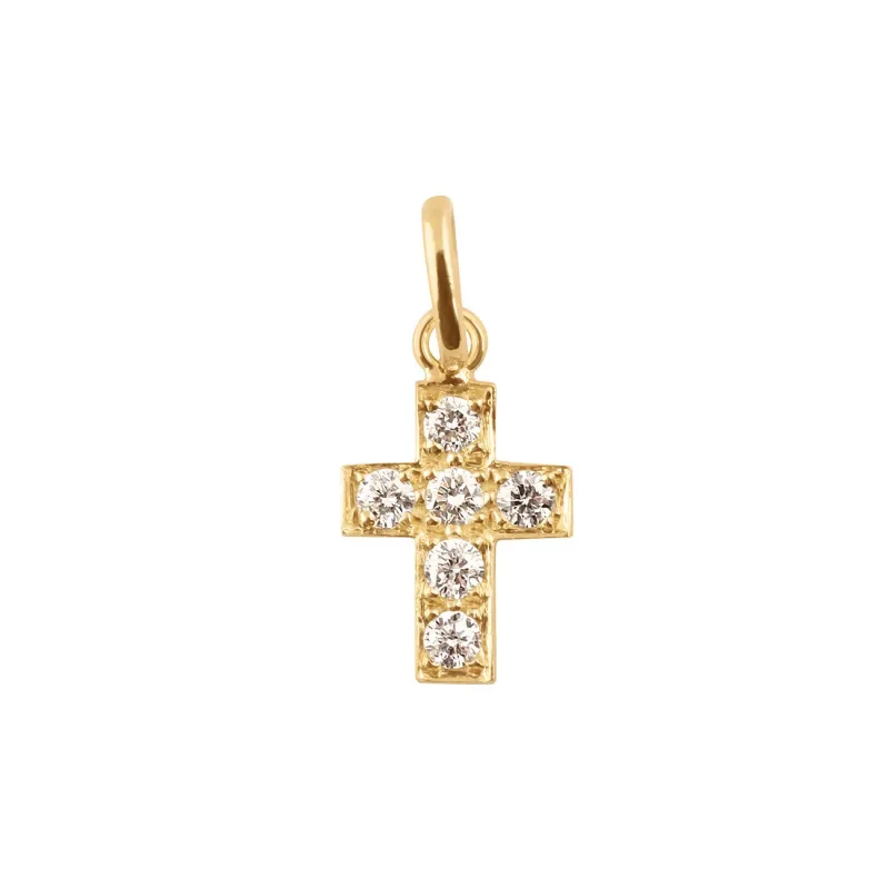 Cross diamond Pendant, Yellow Gold made by Gigi Clozeau