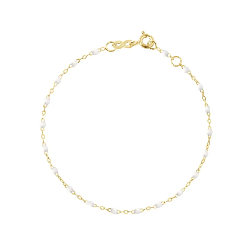 Classic Gigi White beaded bracelet, Yellow Gold, 6.7" made by Gigi Clozeau
