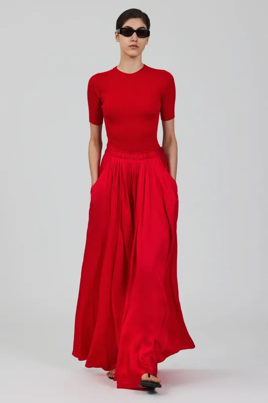 Ribbed cashmere silk round neck short sleeves made by SA SU PHI