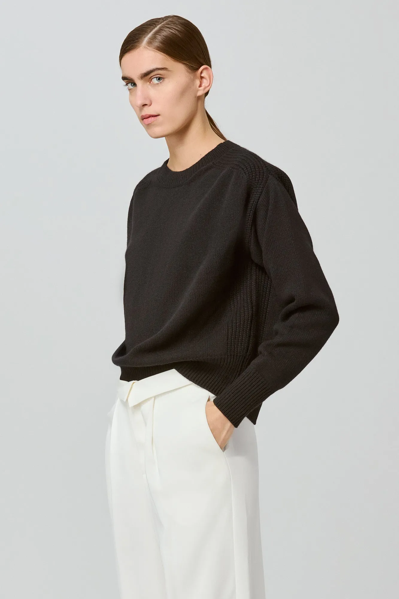 Medea round neck cashmere sweater with back slit sold by SA SU PHI product image thumbnail 3