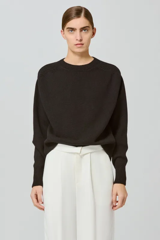 Medea round neck cashmere sweater with back slit made by SA SU PHI