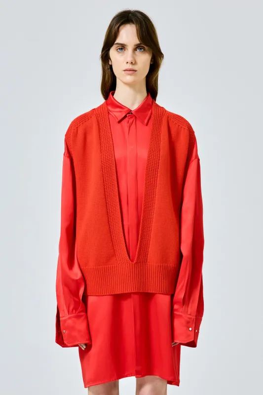 Sleeveless deep V neck cashmere top made by SA SU PHI
