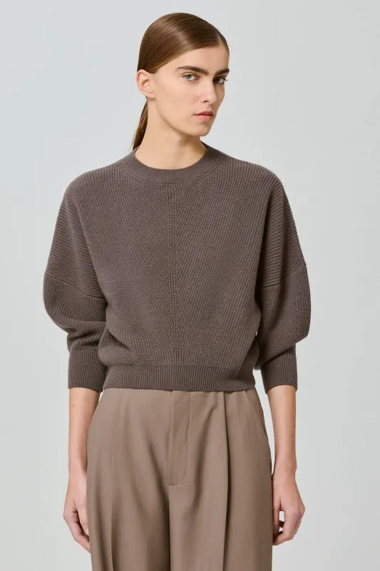 English ribbed cashmere blend 3 quarters sleeves made by SA SU PHI