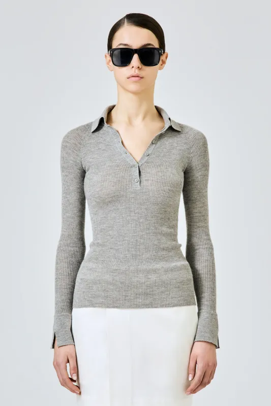 Ribbed cashmere silk polo shirt made by SA SU PHI