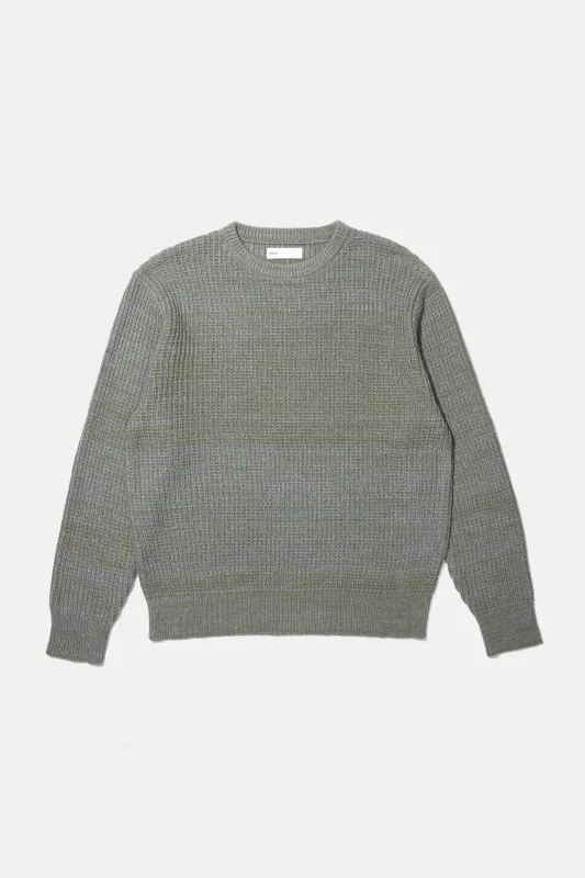 Waffle Knit Crewneck Sweater - Olive Heather made by Adsum