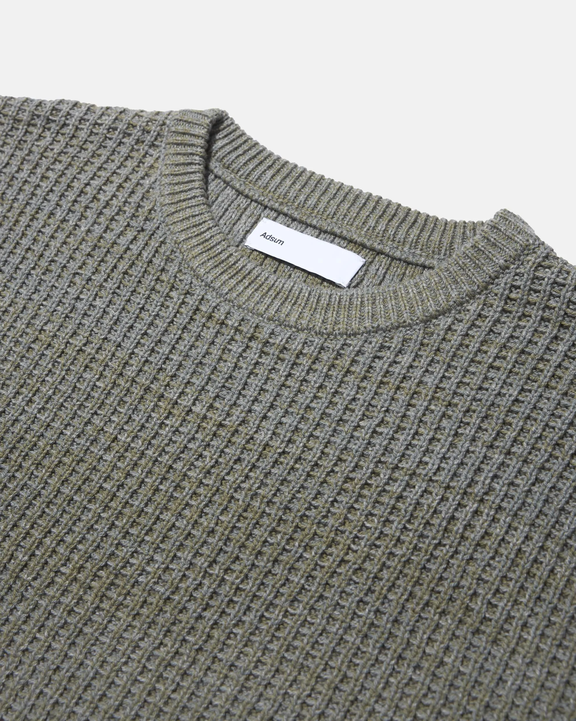 Waffle Knit Crewneck Sweater - Olive Heather sold by Adsum product image thumbnail 3