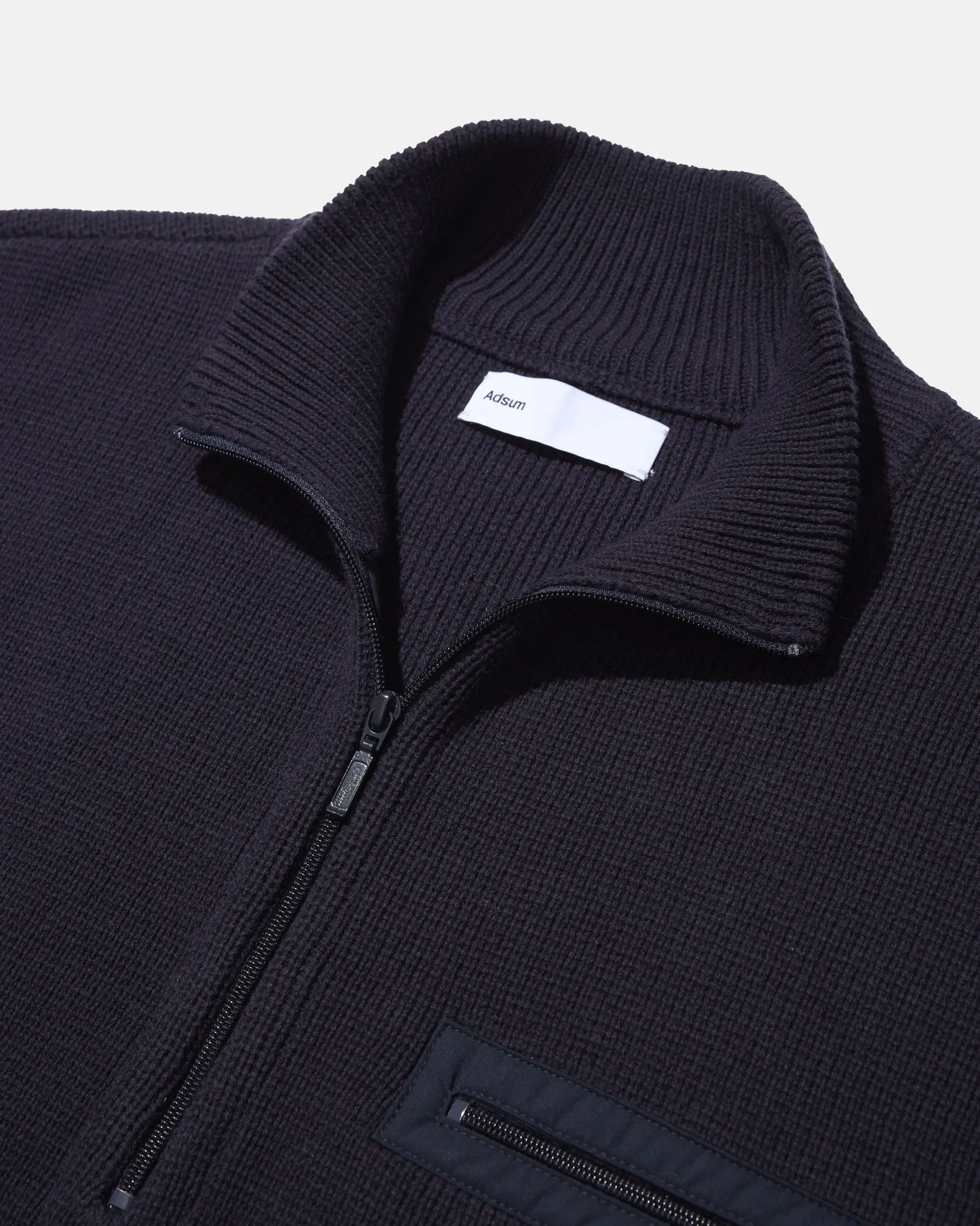 3/4 Zip Knit Pocket Sweater - Navy sold by Adsum product image thumbnail 3