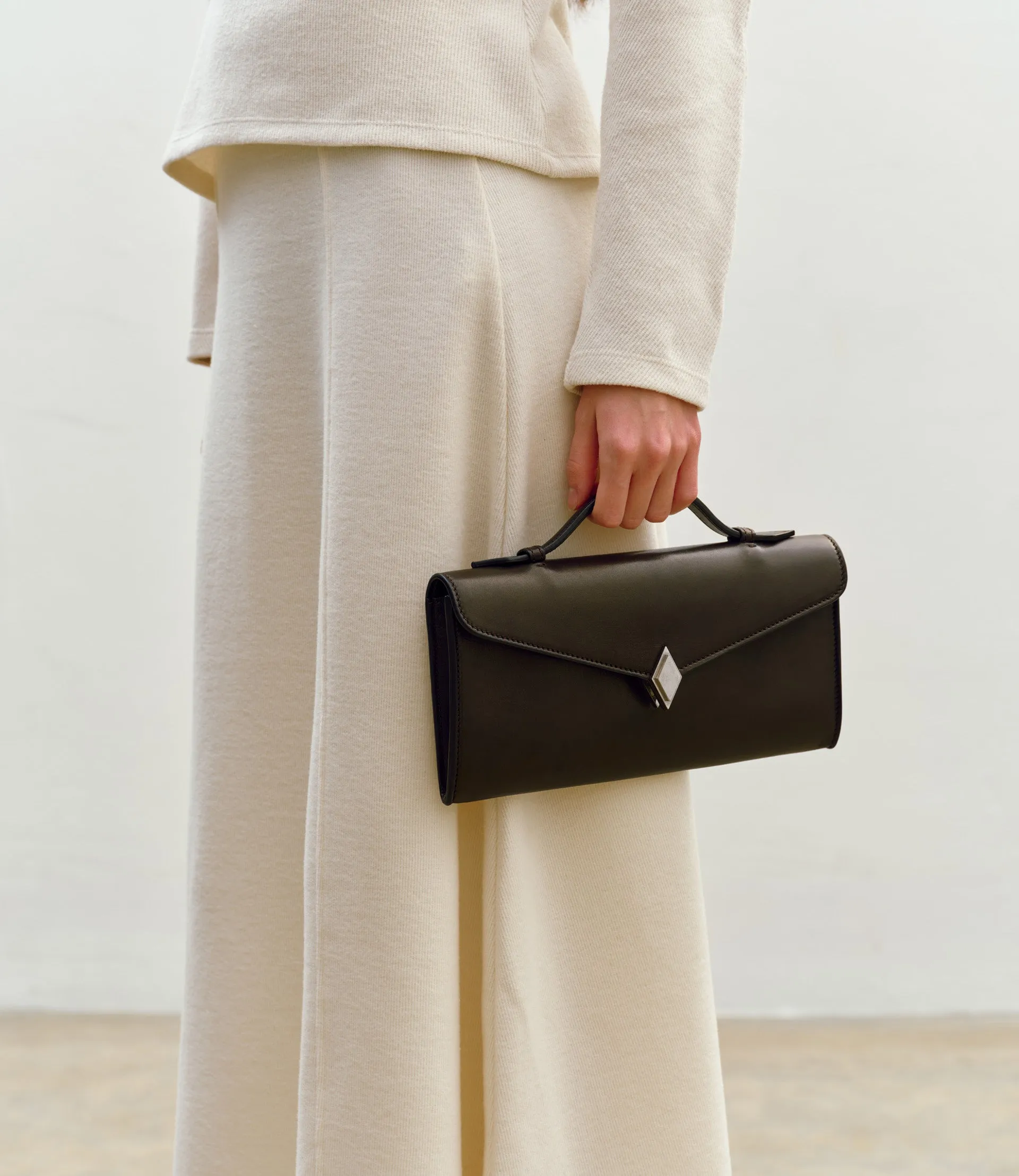 Edge Clutch Buttery Nappa Cacao with Silver Hardware sold by Metier product image thumbnail 4
