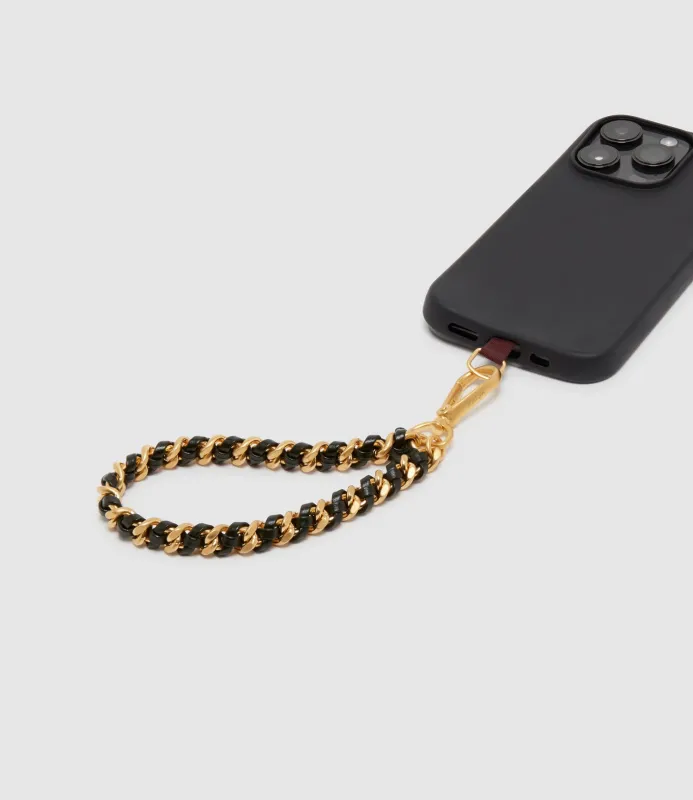 Wristlet Chain Strap Elvis Black with Gold Hardware made by Metier