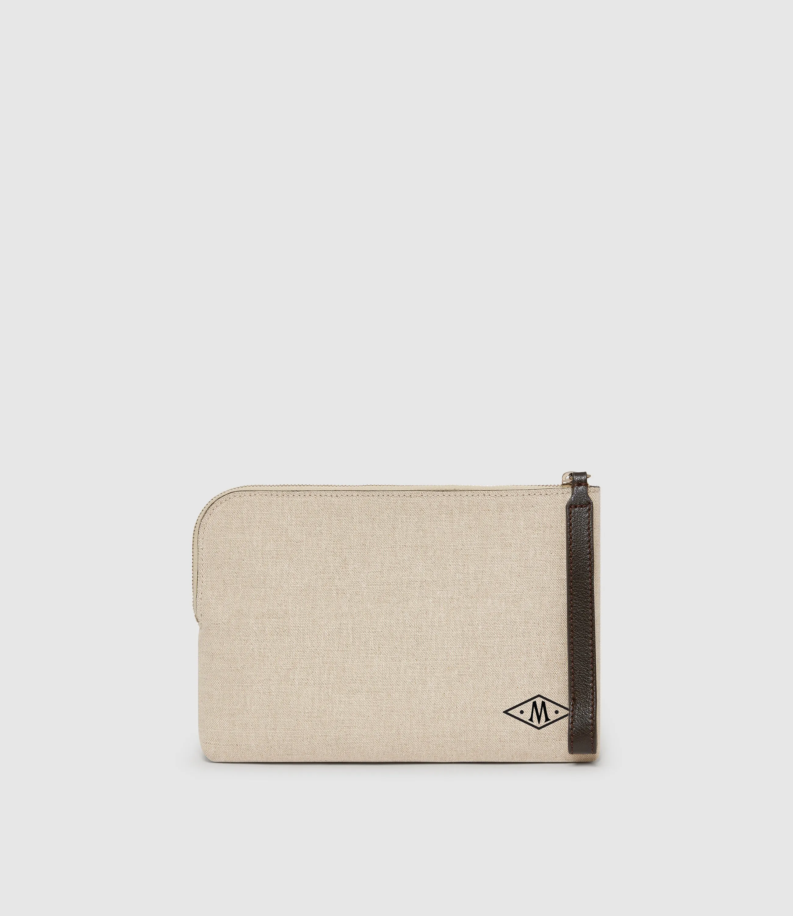 Wristlet Clutch Natural Linen With Elvis Cacao sold by Metier